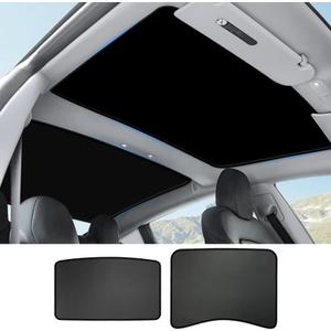 TOPABYTE Roof Sunshade for Tesla Model 3 Highland 2026-2024 Glass Sunroof Shade Window Insulation UV & Heat Protection Double-Layer Sun Shade, Black