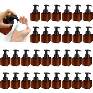 30 Pcs 8.5 oz Foaming Soap Dispenser Plastic Foaming Pump Bottle, Refillable Dispenser with Plastic Pump, Empty Hand Bottles for Liquid Soap, Shampoo, Bathroom,Hotel Dark Brown