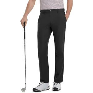 Mens Golf Pants Stretch 30"/32"/34" Water-Resistant Lightweight Stretch Casual Flat Front Dress Pants with 5 Pockets (32W x 32L, Black)