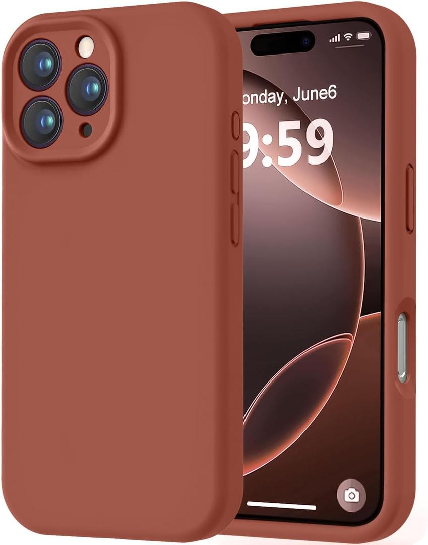 LOVE 3000 Designed for iPhone 16 Pro Max Case, Premium Silicone with [Soft Anti-Scratch Microfiber Lining] Shockproof Protective Phone Case for Men Women Girls 6.9", Caramel