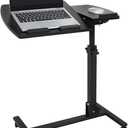 ZENY Mobile Laptop Stand Overbed Table Rolling Desk Cart Adjustable Sit-Stand Laptop Computer Desk Bedside Standing Desk, Height Adjutable 24'' to 35''