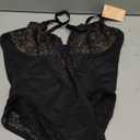 Popilush Shapewear Bodysuits for Women Lace Corset Tops Tummy Control V Neck Sleeveless Body Suit Thongs, Black, M