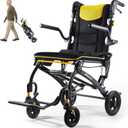 Transport Wheelchairs for Adults Lightweight Foldable Transport Chair with Telescopic Handle, Portable Folding Travel Transfer Wheel Chairs for Seniors