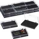 OLYCRAFT 16Pcs Clear Plastic Gift Box for Pin 2x3.1x0.6 Inch Black Presentation Boxes with Sponge for Badge Clear Lapel Pin Presentation Display Case for Lapel Pin Gemstone Storage Display