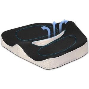 Seat Cushion for Tailbone Pain Relief, Memory Foam Coccyx Cushion for Office Chair & Car, Ergonomic Chair Pad with Non-Slip Cover & Handle, Sciatica Relief for Gaming Chair, Wheelchai (Black)