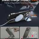 for iPhone 16 Pro Case Compatible with Magsafe Accessories,Stash Stand 9H Lens Protection,Slim Phone Case Military-Grade Shock Anti Yellowing Transparent Case 6.3-Black