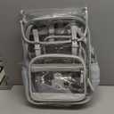 Clear Backpack Heavy Duty Thick - Clear Bookbag with Lunch Bag Set for School See Through PVC Transparent Backpacks for College Travel Work Girls Women (Grey)