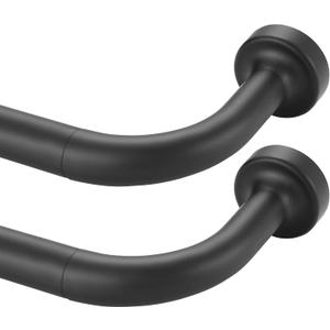 2 Pack Wrap Around Curtain Rod for Windows 16 to 28 Inch, Internal Splicing 1 Inch Diameter Disc, Adjustable Room Darkening Curtain with Aluminum Finials and Brackets, Black