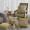 Bunny Lamb Eggs Chick Cross Flowers Rabbit Easter Pillow Covers Throw Pillow Cases Set of 4 Decorations for Farmhouse Home Sofa Couch Cushion Cover Party Holiday Decor 20x20 Inch