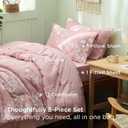 Bedsure Floral Pink Comforter Set, Twin-XL Bedding Sets, Dorm, 5 Piece | Bed in a Bag, Bedroom, Dorm RoomReversible, Fluffy, Whisper-Quiet, All-Season, Polyester, Easy Care, Botanical-Chic, OEKO