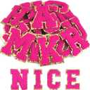 ASTARON 52 Pcs Self Adhesive Letter Patches Chenille Letters Stickers, A-Z Embroidered Applique Patches Alphabet Cloth Patch for Clothes, Bags, Hat, Phone Case, DIY Accessories (Rose)