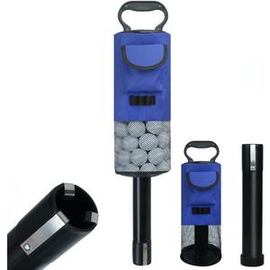 HOW TRUE Golf Ball Retriever, Portable Shag Bag Golf Ball Pick Up with Removable Plastic Tube, Pocket Shagger Storage (Blue 1)