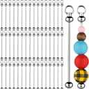 50pcs Blank Beadable Keychain Bars, Metal DIY Bead Keychain Eady Detachable Key Chain Making Accessories for Craft Project Pendant (Silver)
