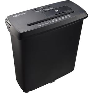 Amazon Basics Paper Shredder for Home and Office, 8-Sheet Strip Cut, CD/ Credit Card Shredder, 3.4 Gallon Wastebasket , Black