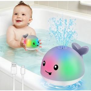 Gigilli Baby Bath Toys, Light Up Whale Sprinkler Bath Toys for Kids Ages 1-3, Pool Water Table Toy Bathtub Fountain Toy for Toddler 6-12 Months, Birthday 1 Year Old Boys Girls Gifts