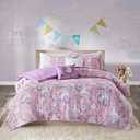 Intelligent Design Kids 100% Cotton Comforter Set - Fun Print and Vibrant Color Modern Design All Season Cozy Bedding, Matching Shams, Decorative Pillow, Twin/Twin XL, Unicorn Reversible Pink