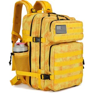 Military Tactical Backpack for Men and Women Army 3 Days Assault Pack Bag Large Rucksack with Molle System for Hiking Cycling Skiing Camping Climbing (Yellow camo)