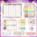 2 x Classroom Calendar Bulletin Board Set Classroom Decorations with Seasons Weather Days of the Week Chart with Hook and Loop Dots for Elementary Preschool Home Office Wall Teacher Supplies(Disco Retro)