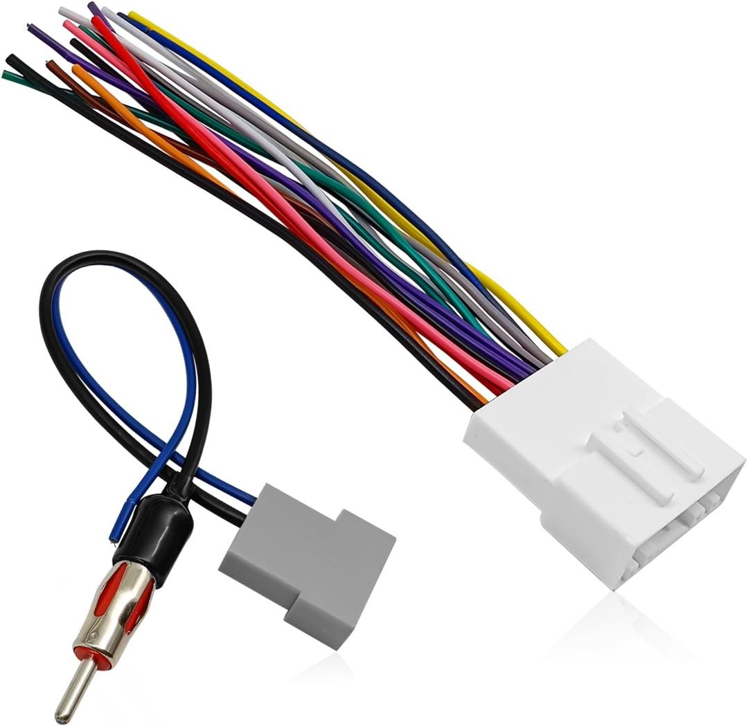 Radio Wiring Harness Connector, Antenna Adapter Compatible with 2007-2019 Nissan/2008-2013 Infiniti/2008-2013 Subaru w/Antenna Adapter Install Aftermarket Stereo CD Receiver Cable Connector Kit