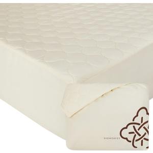 Bioweaves 100% Organic Cotton Mattress Pad Cover, GOTS Certified Cooling Quilted Fitted Mattress Topper & Protector with Soft Cotton Wadding - 20 Inch Deep Pocket, Queen
