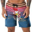 Stop Looking At My Cock Men's Swim Trunks, Funny Quick Dry Beach Board Shorts with Mesh Lining and Pockets (White, XXL)