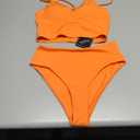 Zaful Swimsuits 2 Piece Solid Spaghetti Strap Bikini Sets, Small, Orange