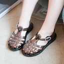 Jelly Shoes for Toddler Girls Summer Beach Retro Jellies Sandals T-Strap Slingback Little Kids Glitter White Soft Closed Toe Princess Dress Flat, 24