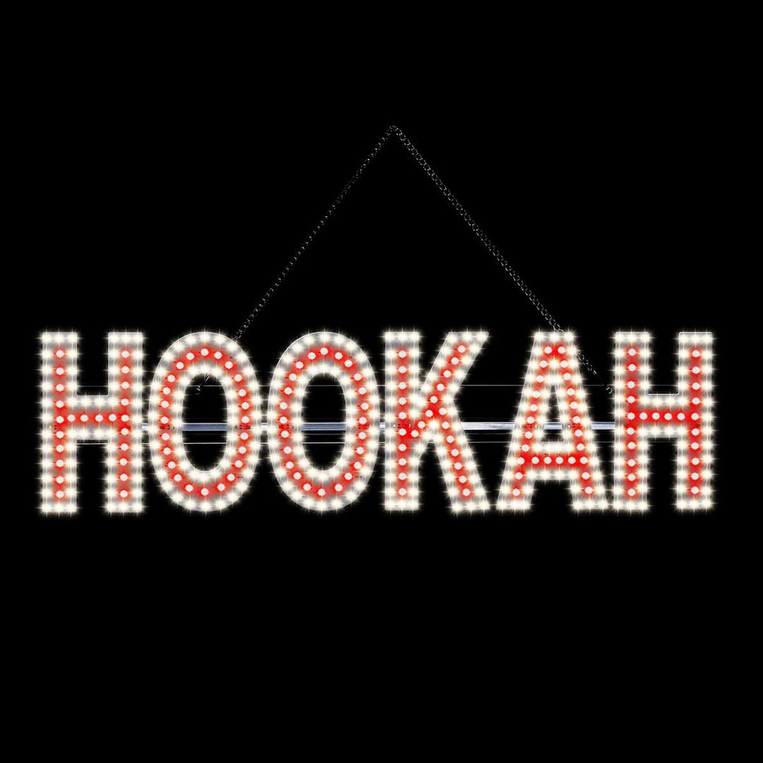 LED HOOKAH Sign for Smoke Shops | 30"x8" Super Bright 5000K Waterproof Light with Hanging Kit | High Visibility Retail Window Display