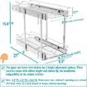 OCG 2 Tier Pull Out Cabinet Organizer (9.5" W x 21" D), Pull Out Drawers for Kitchen Cabinets, Pull Out Shelves for Base Cabinet Organization in Kitchen Bathroom Pantry, Chrome Finish