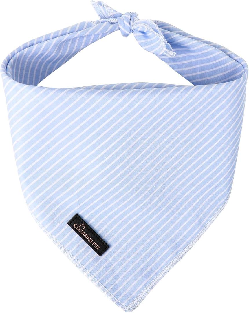 ARING PET Summer Dog Bandana-Cute Blue Dog Bandanas, Comfortable Pet Scarf Dogs Triangle Bibs for Small to Large Boy Girl Dogs and Cats (Large (Pack of 1))