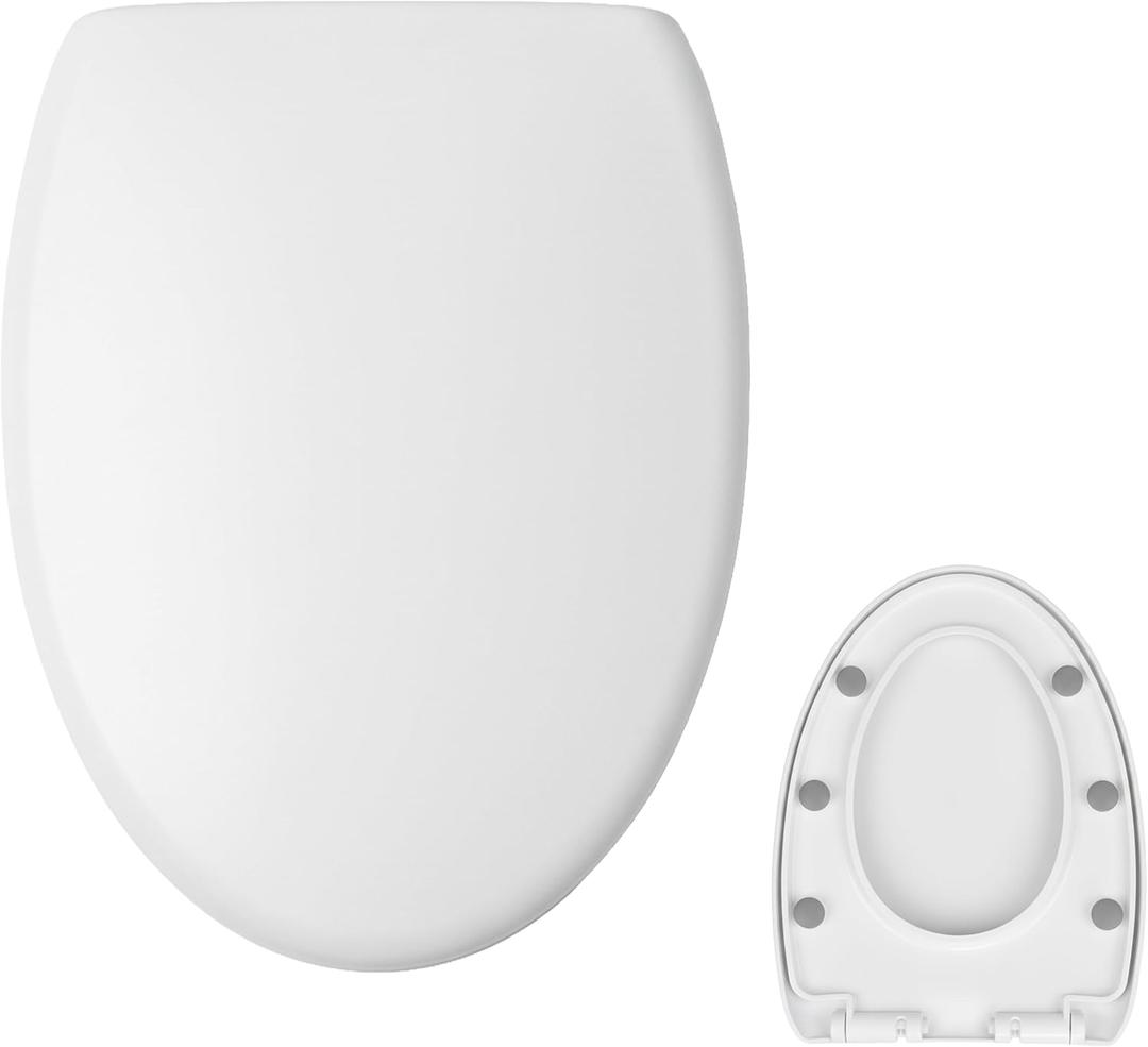 MinSha V-Shape Toilet Seat Soft Close Elongated, Matte White Easy Install