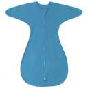 ZIGJOY Shark-Fin Transition Swaddle - 1.0 Tog Baby Sleep Sack 6-12 Months Soft Cotton Transitional Baby Wearable Blanket with 2-Way Zipper for All Seasons, Blue, Large