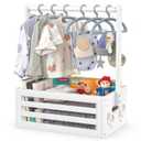 Baby Shower Crate Closet, Baby Baskets with Hangers Handle, Baby Crate Box for Baby Shower, Welcome Gift Basket for Newborn Baby, Pregnancy Gift for New Parents (White, Small Size)