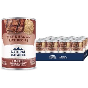 Natural Balance Limited Ingredient Adult Wet Canned Dog Food with Healthy Grains, Beef & Brown Rice Recipe, 13 Ounce (Pack of 12), BBD: FEB 13/2029