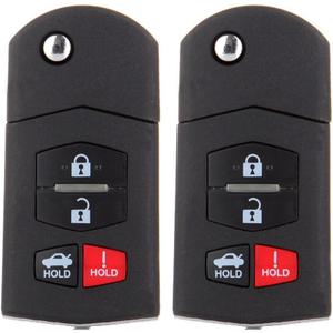 SCITOO 2pcs 4 Buttons Uncut Key Fob Keyless Remote fit for 2010 for Mazda 5 CX-9 2005 for Mazda 3 RX-8 FCC 4238A-41525 KPU41788