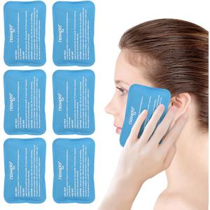 NEWGO Mini Ice Packs (6 Packs) Gel Cold Packs for Injuries Reusable, Face Ice Pack for Face Surgery, Teeth Pain, Tired Eyes, Kid's Boo Boos, Bruises, Headaches,Breastfeeding 4.5"X 3.2" Blue
