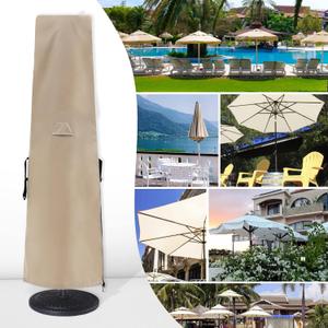 600D Patio Umbrella Parasol Cover Waterproof Outdoor Anti-UV Protective Cover with Zipper Fits Market Umbrella Up to 14 Feet,Khaki