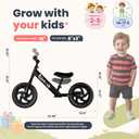Birtech Balance Bike for 2,3,4,5 Year Old Kids, 12 Inch Toddler Balance Bike Kids Indoor Outdoor Toys, No Pedal Training Bicycle with Adjustable Seat Height, Airless Tire, Black