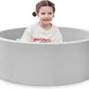 Foam Ball Pit, 35.4"x 11.8" Ball Pits for Toddlers, Soft Round Kiddie Baby Playpen Ball Pool for Kids, Ideal Gift for Babies Indoor and Outdoor Game, Grey, (Balls not Included)