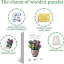 Colorful Cactus Wooden Puzzles for Adults, PICKFORU Flower Vase Wood Jigsaw Puzzle,Vintage Succulents Plant Unique Shapes Puzzles as Art Decor