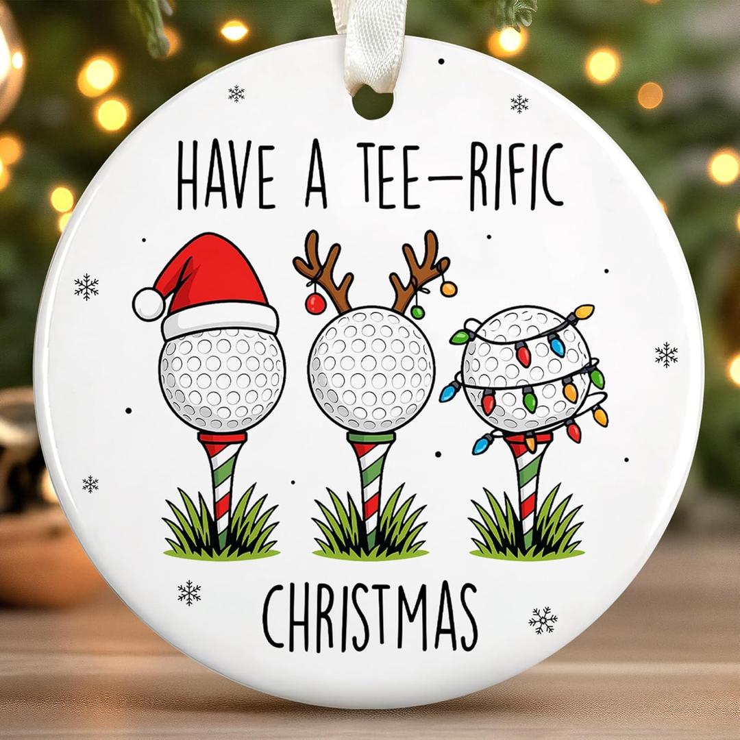 Golf Christmas Ornament - Golf Ornaments for Christmas Tree, Golfer Ornaments - Golfers Gifts for Men, Lovers, Dad, Husband - Ceramic Golfer Ornament 2025