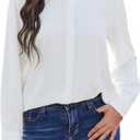 SPRING SEAON Women's Button Down Shirts Causal Collared Blouses Work Office Long Sleeve Chiffon Blouse for Ladies (Medium, Pure White)