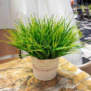 12 Bundles Artificial Plants Outdoor Fake Monkey Grass,UV Resistant Plant Decor, No Fade Realistic Greenery Plant for Window Garden Patio Hanging Planter Pathway Front Porch (Grass)