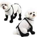 Waterproof Dog Boots for Small/Medium Dogs -Dog Paw Protectors Dog Suspender Boots Anti-Slip Pet Shoes for Outdoor Walking, Reflective Stay-On, Dirt-Proof Comfortable Booties (Black, Small)