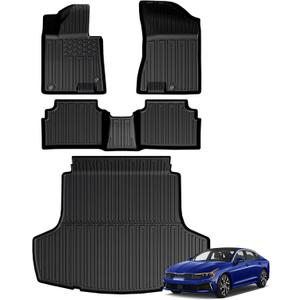 Floor Mats for Kia K5 2021-2026/Hyundai Sonata Gas 2020-2026, All Weather Floor Mats Trunk Cargo Liner Accessories, Full Coverage Set (Fit FWD Models)