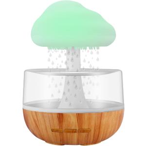 Weljoy Zen Raining Cloud Night Light Aromatherapy Essential Oil Diffuser Micro Humidifier Desk Fountain Bedside Sleeping Relaxing Mood Water Drop Sound (White) (White)