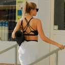 RUNNING GIRL Sports Bras for Women, Medium-High Impact Running Strappy Sports Bra with Removable Pads (XL)