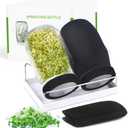 Organic Seed Sprouting Jar Kit  2  32 oz Wide-Mouth Mason Jars with Stainless-Steel Sprouter Lids & Stand, Blackout Sleeves, Drain Tray  Grow Broccoli, Alfalfa & Bean Microgreens