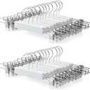 TOPIA HANGER Wooden Pants Skirt Hangers Space Saving 20 Pack, Wide Adjustable Clip Hanger for Pant Skirt Jeans Slacks with Wrinkle Free - CT44W20(White)