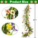 Hotop 6 ft Artificial Wildflower Garland, Daisy and Lavender Faux Floral Vine Summer Spring Floral Fake Garland for Baby Shower Wedding Mantle Table Centerpiece Decor(1 Pcs)